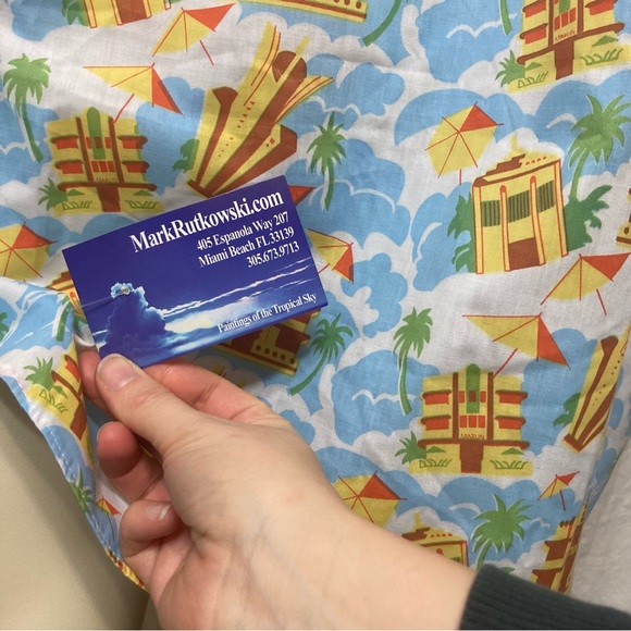 NWT Art Deco Hawiian shirt inspired Miami South Beach Mark Rutkowski medium - Picture 11 of 13